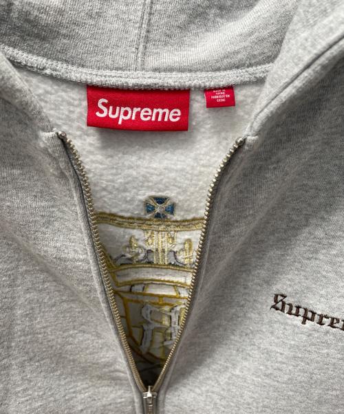 SUPREME（シュプリーム）SUPREME (シュプリーム) Crest Zip Up Hooded Sweatshirt グレー サイズ:Mの古着・服飾アイテム