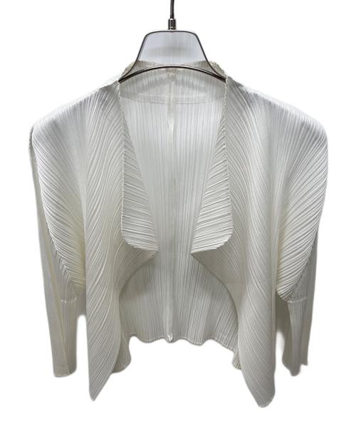PLEATS PLEASE（プリーツプリーズ）PLEATS PLEASE (プリーツプリーズ) プリーツカーディガン ホワイト サイズ:3の古着・服飾アイテム