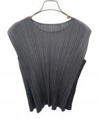 PLEATS PLEASEプリーツプリーズ）の古着「ノースリーブプリーツブラウス」｜ブラック