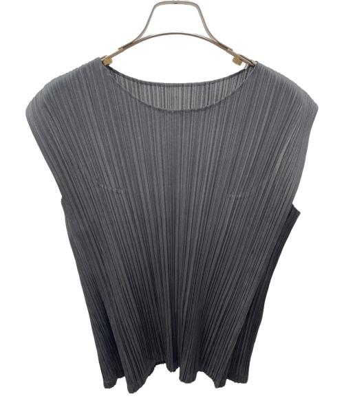 PLEATS PLEASE（プリーツプリーズ）PLEATS PLEASE (プリーツプリーズ) ノースリーブプリーツブラウス ブラック サイズ:3の古着・服飾アイテム