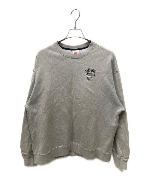 NIKE（ナイキ）NIKE (ナイキ) stussy (ステューシー) Fleece Crew Sweatshirt グレー サイズ:Ｍの古着・服飾アイテム