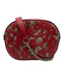 GUCCI（グッチ）の古着「チェーンショルダーバッグ」｜レッド×ベージュ