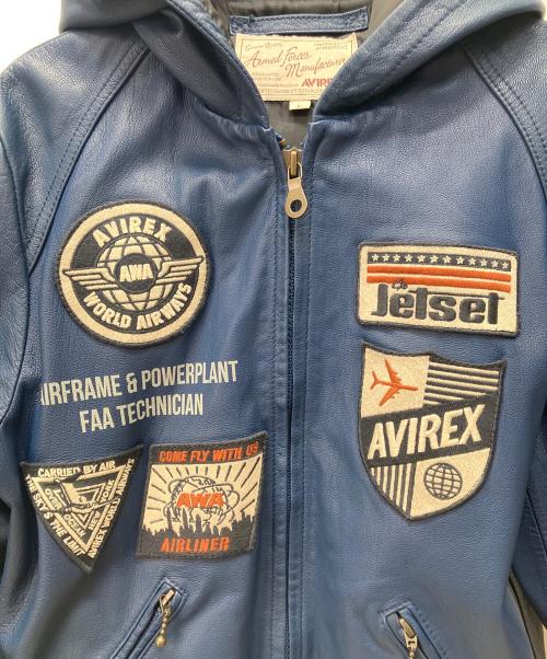 AVIREX（アヴィレックス）AVIREX (アヴィレックス) レザーパーカー ブルー サイズ:Lの古着・服飾アイテム