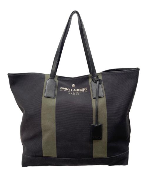 Saint Laurent Paris（サンローランパリ）Saint Laurent Paris (サンローランパリ) キャンバストートバッグ ブラック×カーキの古着・服飾アイテム