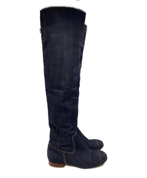 CHANEL（シャネル）CHANEL (シャネル) デニムロングブーツ インディゴ サイズ:35 1/2の古着・服飾アイテム