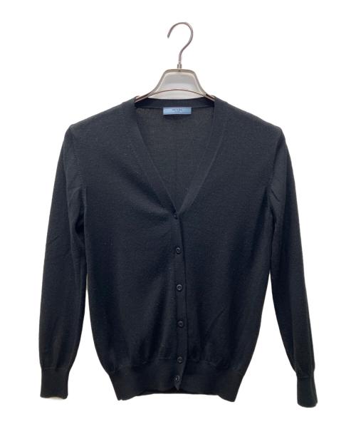 PRADA（プラダ）PRADA (プラダ) ウールハイゲージVネックニットカーディガン ブラック サイズ:38の古着・服飾アイテム