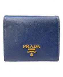 PRADA（プラダ）の古着「サフィアーノラザー財布」｜ネイビー