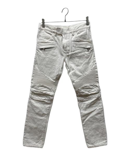 BALMAIN（バルマン）BALMAIN (バルマン) バイカーパンツ ホワイト サイズ:71cm（W28）の古着・服飾アイテム
