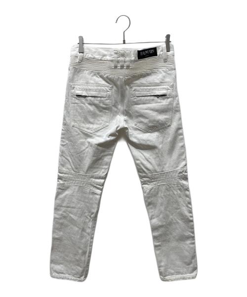 BALMAIN（バルマン）BALMAIN (バルマン) バイカーパンツ ホワイト サイズ:71cm（W28）の古着・服飾アイテム