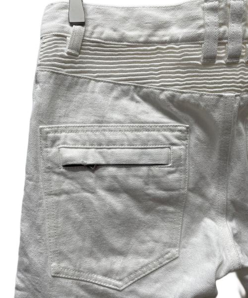 BALMAIN（バルマン）BALMAIN (バルマン) バイカーパンツ ホワイト サイズ:71cm（W28）の古着・服飾アイテム
