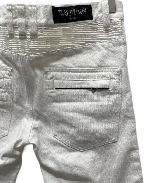 BALMAIN（バルマン）BALMAIN (バルマン) バイカーパンツ ホワイト サイズ:71cm（W28）の古着・服飾アイテム