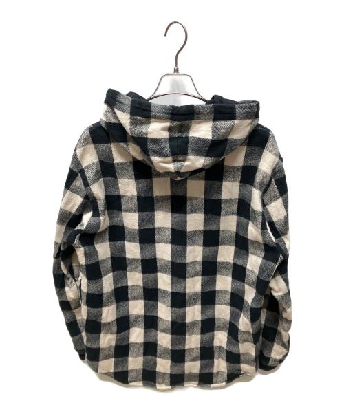 DESCENDANT（ディセンダント）DESCENDANT (ディセンダント) フードシャツジャケット ホワイト×ブラック サイズ:Lの古着・服飾アイテム