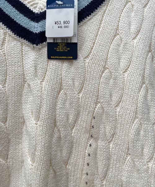 POLO RALPH LAUREN（ポロ・ラルフローレン）POLO RALPH LAUREN (ポロ・ラルフローレン) Vネックケーブルニット アイボリー サイズ:S 未使用品の古着・服飾アイテム