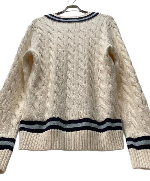 POLO RALPH LAUREN（ポロ・ラルフローレン）POLO RALPH LAUREN (ポロ・ラルフローレン) Vネックケーブルニット アイボリー サイズ:S 未使用品の古着・服飾アイテム
