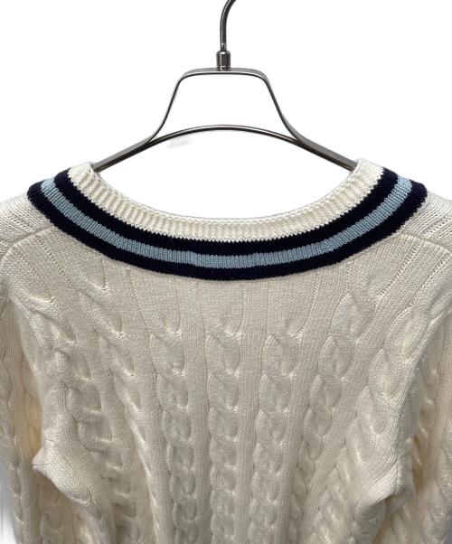 POLO RALPH LAUREN（ポロ・ラルフローレン）POLO RALPH LAUREN (ポロ・ラルフローレン) Vネックケーブルニット アイボリー サイズ:S 未使用品の古着・服飾アイテム