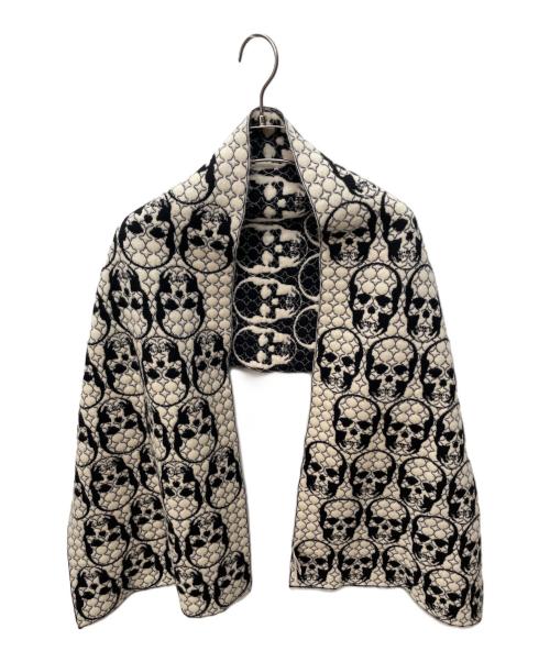 lucien pellat-finet（ルシアン・ペラフィネ）lucien pellat-finet (ルシアン・ペラフィネ) スカルマフラー ブラック×ホワイトの古着・服飾アイテム