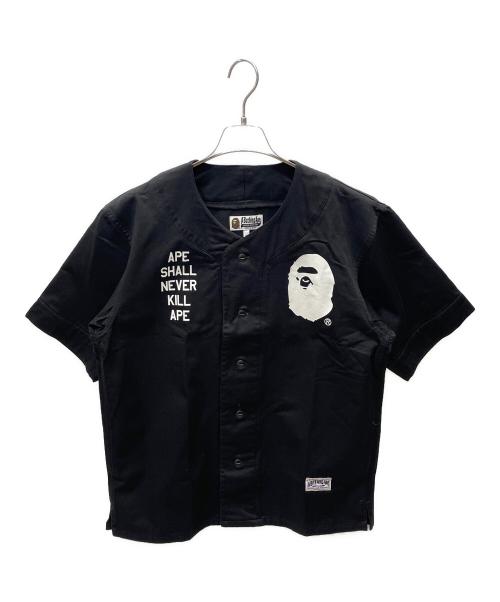 A BATHING APE（ア ベイシング エイプ）A BATHING APE (ア ベイシング エイプ) ベースボールシャツ ブラック サイズ:Mの古着・服飾アイテム