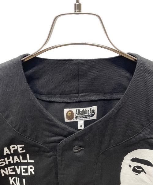 A BATHING APE（ア ベイシング エイプ）A BATHING APE (ア ベイシング エイプ) ベースボールシャツ ブラック サイズ:Mの古着・服飾アイテム