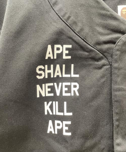 A BATHING APE（ア ベイシング エイプ）A BATHING APE (ア ベイシング エイプ) ベースボールシャツ ブラック サイズ:Mの古着・服飾アイテム