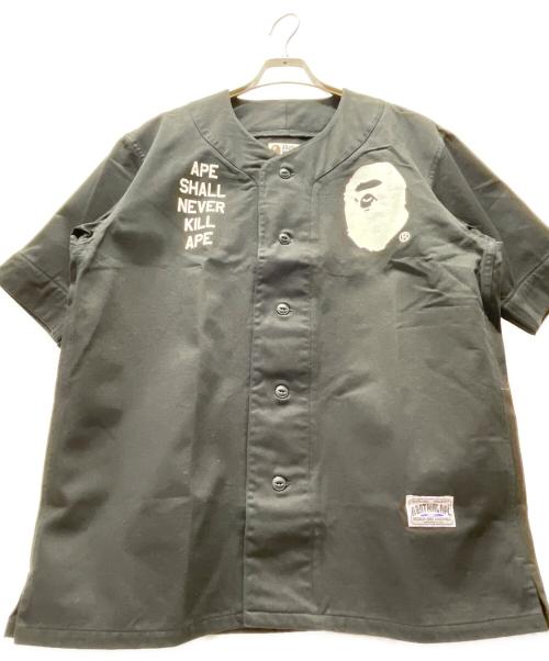 A BATHING APE（ア ベイシング エイプ）A BATHING APE (ア ベイシング エイプ) ベースボールシャツ ブラック サイズ:Mの古着・服飾アイテム