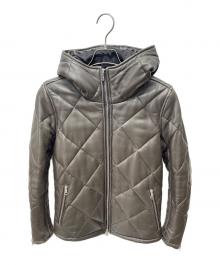 NO ID.（ノーアイディー）の古着「21AW レザーキルティングPRIMALOFTフーデッドBLZ」｜ブラウン