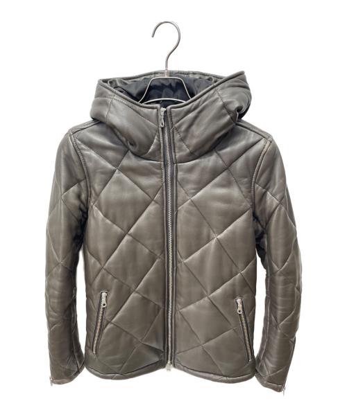 NO ID.（ノーアイディー）NO ID. (ノーアイディー) 21AW レザーキルティングPRIMALOFTフーデッドBLZ ブラウン サイズ:Sの古着・服飾アイテム