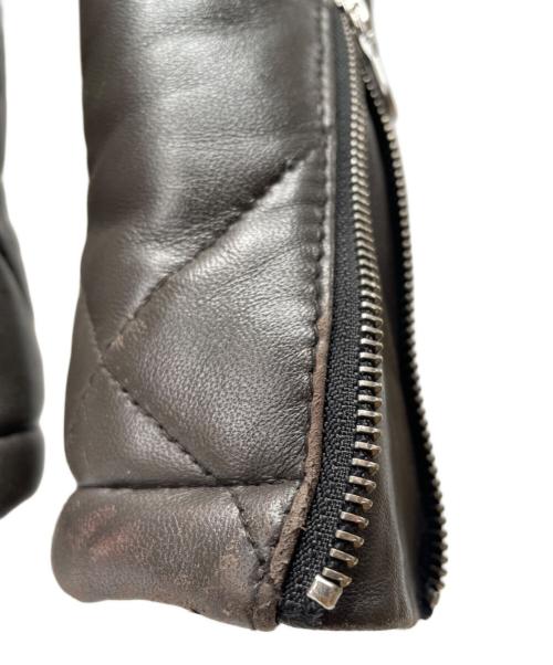 NO ID.（ノーアイディー）NO ID. (ノーアイディー) 21AW レザーキルティングPRIMALOFTフーデッドBLZ ブラウン サイズ:Sの古着・服飾アイテム