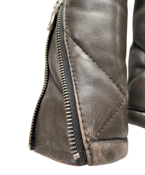 NO ID.（ノーアイディー）NO ID. (ノーアイディー) 21AW レザーキルティングPRIMALOFTフーデッドBLZ ブラウン サイズ:Sの古着・服飾アイテム