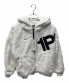 1piu1uguale3ウノピュウノウグァーレトレ）の古着「フェイクファーロゴパーカー」｜ホワイト