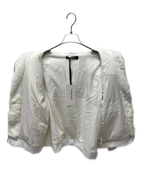 1piu1uguale3（ウノピュウノウグァーレトレ）1piu1uguale3 (ウノピュウノウグァーレトレ) フェイクファーロゴパーカー ホワイト サイズ:S 未使用品の古着・服飾アイテム