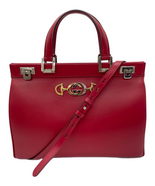 GUCCI（グッチ）GUCCI (グッチ) ズゥミ トップハンドルバッグ レッドの古着・服飾アイテム
