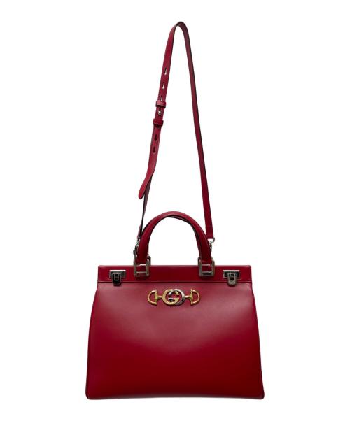 GUCCI（グッチ）GUCCI (グッチ) ズゥミ トップハンドルバッグ レッドの古着・服飾アイテム