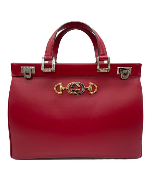 GUCCI（グッチ）GUCCI (グッチ) ズゥミ トップハンドルバッグ レッドの古着・服飾アイテム