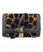 DOLCE & GABBANAドルチェ＆ガッバーナ）の古着「ベルベット レオパードプリント ドルチェバッグ」｜ブラウン×ブラック