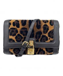DOLCE & GABBANA（ドルチェ＆ガッバーナ）の古着「ベルベット レオパードプリント ドルチェバッグ」｜ブラウン×ブラック