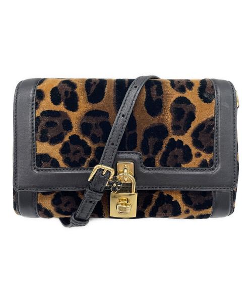 DOLCE & GABBANA（ドルチェ＆ガッバーナ）DOLCE & GABBANA (ドルチェ＆ガッバーナ) ベルベット レオパードプリント ドルチェバッグ ブラウン×ブラックの古着・服飾アイテム