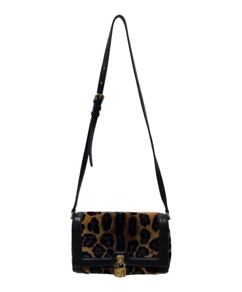 DOLCE & GABBANA（ドルチェ＆ガッバーナ）DOLCE & GABBANA (ドルチェ＆ガッバーナ) ベルベット レオパードプリント ドルチェバッグ ブラウン×ブラックの古着・服飾アイテム