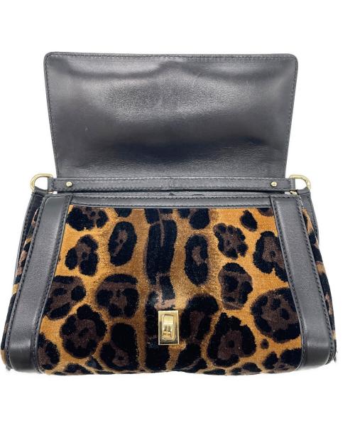 DOLCE & GABBANA（ドルチェ＆ガッバーナ）DOLCE & GABBANA (ドルチェ＆ガッバーナ) ベルベット レオパードプリント ドルチェバッグ ブラウン×ブラックの古着・服飾アイテム