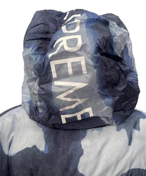THE NORTH FACE（ザ ノース フェイス）THE NORTH FACE (ザ ノース フェイス) SUPREME (シュプリーム) Bleached Denim Print Nuptse Jacket ブルー×ネイビー サイズ:Lの古着・服飾アイテム