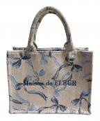 Maison de FLEURメゾンドフルール）の古着「リボン柄ゴブランスクエアトート」｜ベージュ×ブルー