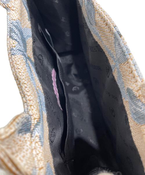 Maison de FLEUR（メゾンドフルール）Maison de FLEUR (メゾンドフルール) リボン柄ゴブランスクエアトート ベージュ×ブルーの古着・服飾アイテム