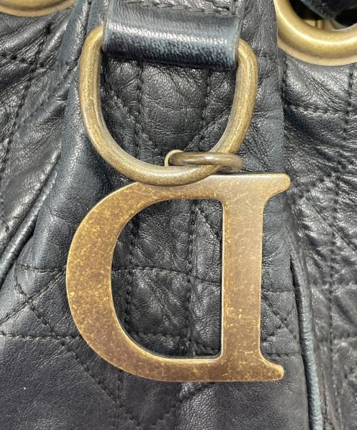 Christian Dior（クリスチャン ディオール）Christian Dior (クリスチャン ディオール) カナージュ レザー巾着ショルダーバッグ ブラックの古着・服飾アイテム