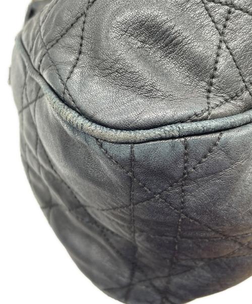 Christian Dior（クリスチャン ディオール）Christian Dior (クリスチャン ディオール) カナージュ レザー巾着ショルダーバッグ ブラックの古着・服飾アイテム