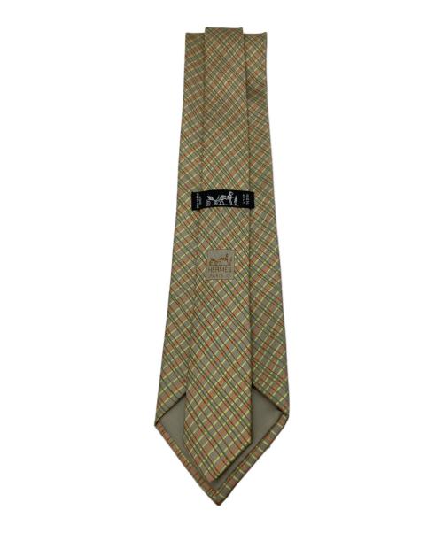 HERMES（エルメス）HERMES (エルメス) ネクタイ ベージュ×オレンジ×グリーン サイズ:不明の古着・服飾アイテム