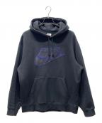 NIKE×SUPREMEナイキ×シュプリーム）の古着「Leather Applique Hooded Sweatshirt」｜ブラック