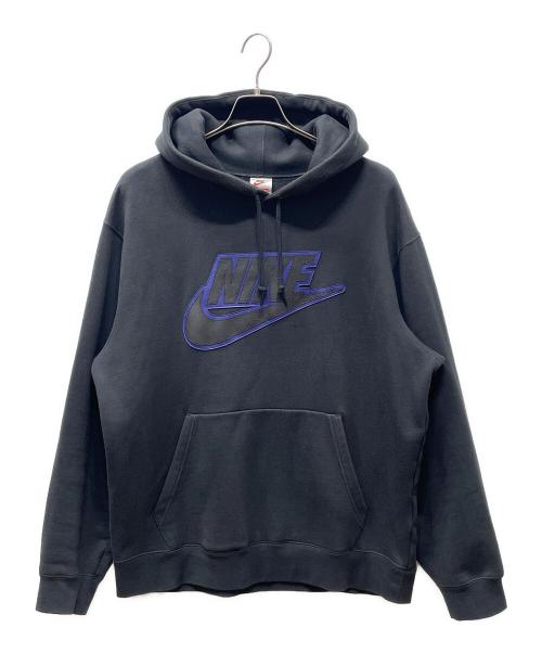 NIKE（ナイキ）NIKE (ナイキ) SUPREME (シュプリーム) Leather Applique Hooded Sweatshirt ブラック サイズ:Lの古着・服飾アイテム