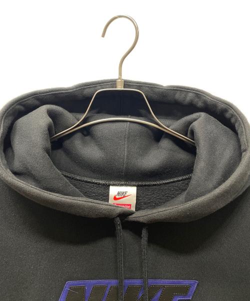 NIKE（ナイキ）NIKE (ナイキ) SUPREME (シュプリーム) Leather Applique Hooded Sweatshirt ブラック サイズ:Lの古着・服飾アイテム