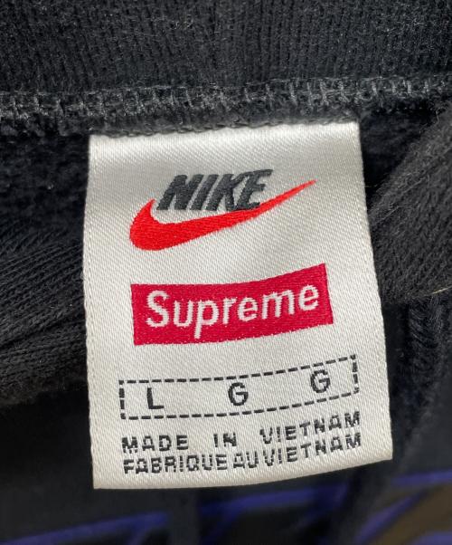 NIKE（ナイキ）NIKE (ナイキ) SUPREME (シュプリーム) Leather Applique Hooded Sweatshirt ブラック サイズ:Lの古着・服飾アイテム
