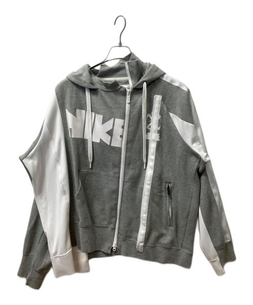 sacai（サカイ）sacai (サカイ) NIKE (ナイキ) SACAI DOUBLE ZIP HOODIE グレー×ホワイト サイズ:XLの古着・服飾アイテム