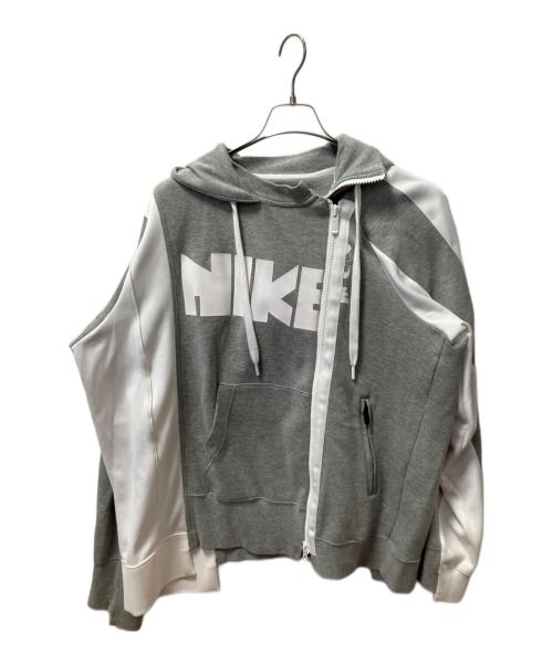 sacai（サカイ）sacai (サカイ) NIKE (ナイキ) SACAI DOUBLE ZIP HOODIE グレー×ホワイト サイズ:XLの古着・服飾アイテム